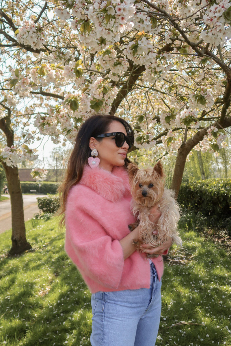 PINK CASHMERE CARDIGAN in Spring